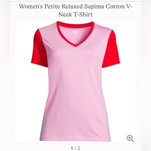 New in Package Lands' End Women's Pink and Red V-Neck T-Shirt size PM
